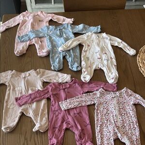 Carter's Pink and Blue Floral Footies Set of 6